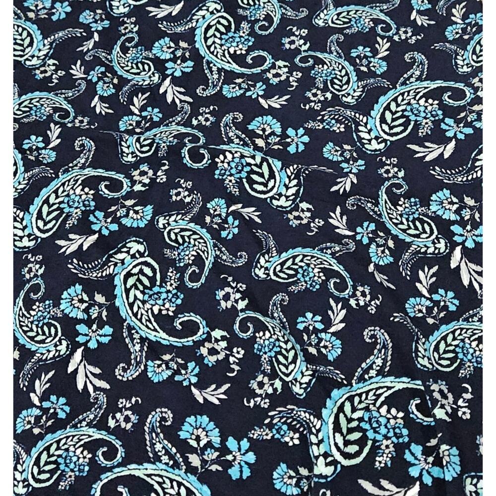 J. Jill Pleated V-Back Maxi Dress Blue Floral Paisley Small Cap Sleeves Stretch - Picture 4 of 7